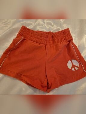Tek Gear Girls Size 7 Orange Athletic Shorts Peace Sign Activewear